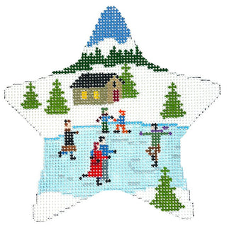 Skating Pond Star Painted Canvas Susan Roberts Needlepoint Designs Inc. 

