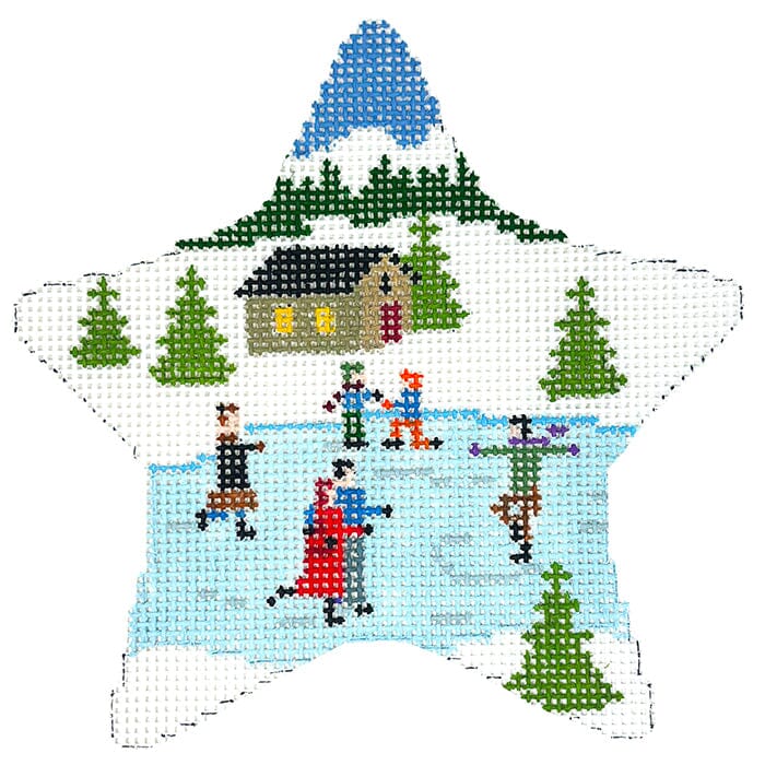 Skating Pond Star Painted Canvas Susan Roberts Needlepoint Designs Inc. 
