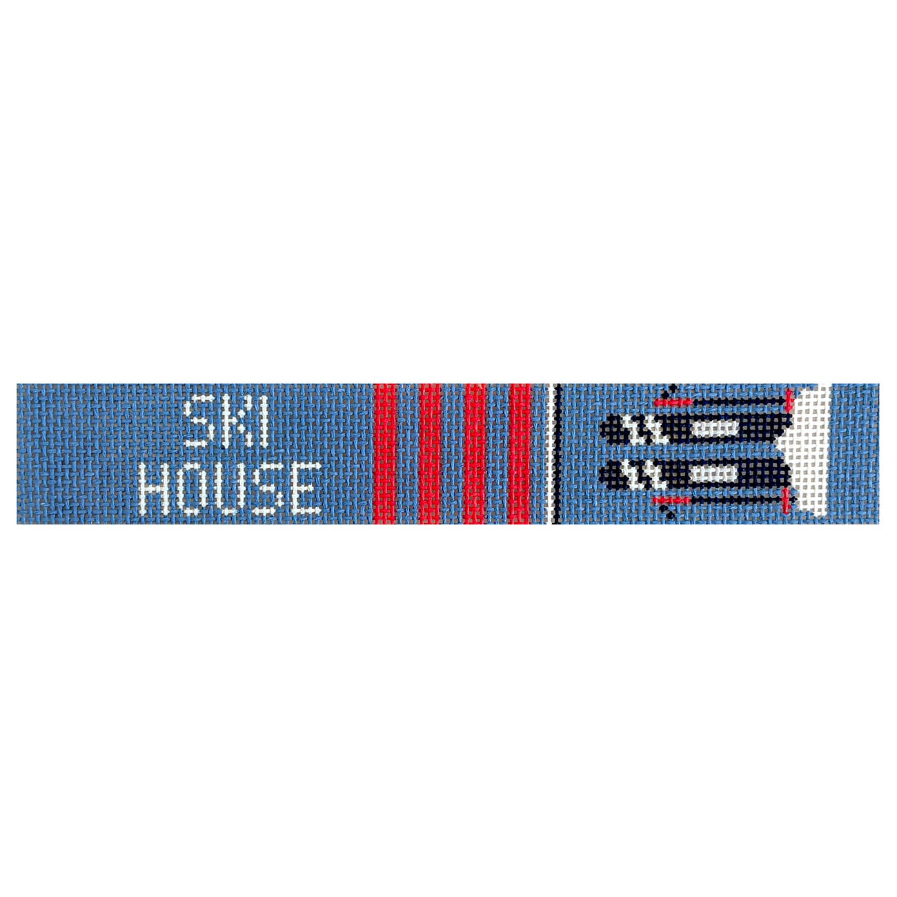 Ski House Key Fob Painted Canvas Frances Mary Needlepoint  - 1