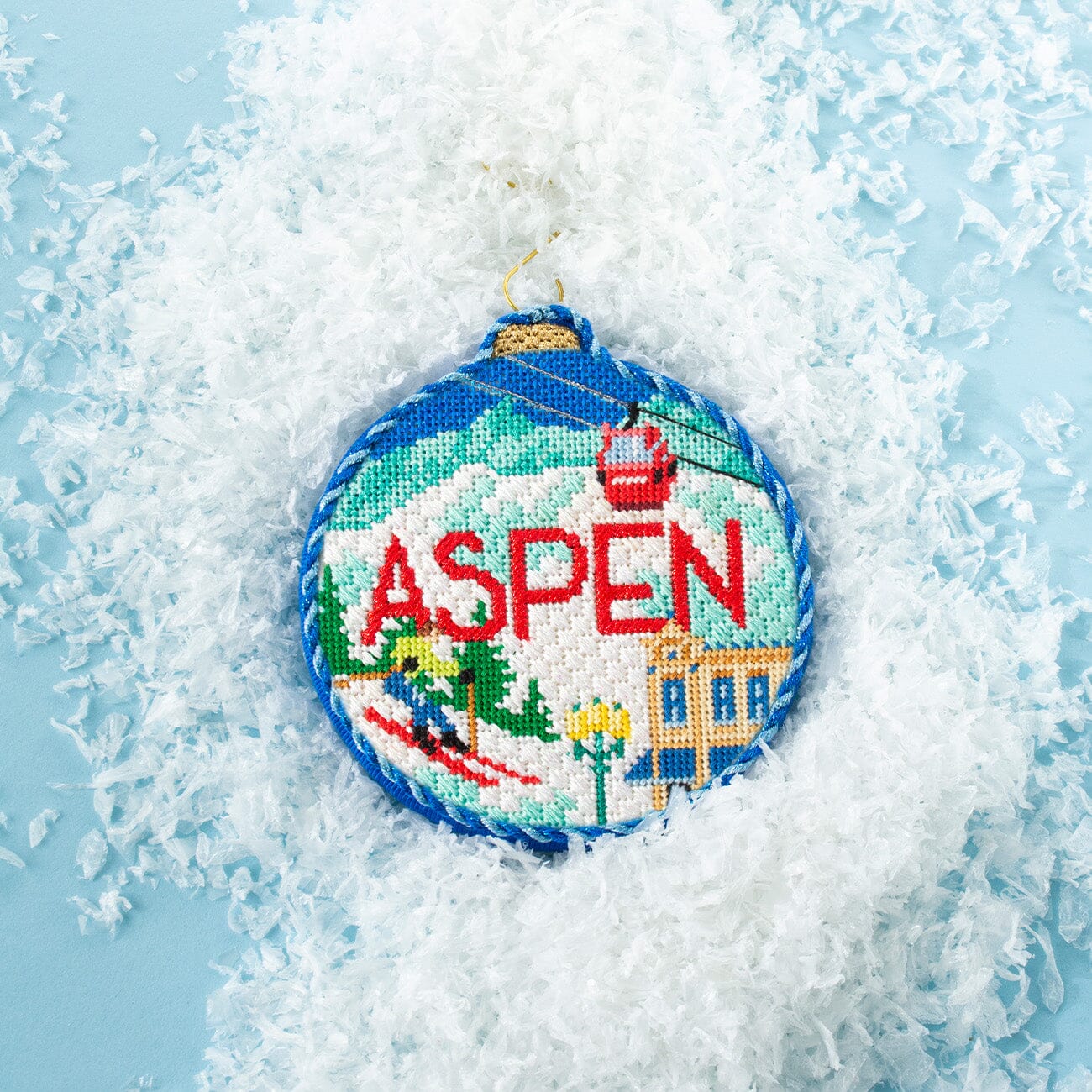 Ski Resorts   Aspen with Stitch Guide Painted Canvas Kirk & Bradley  - 5