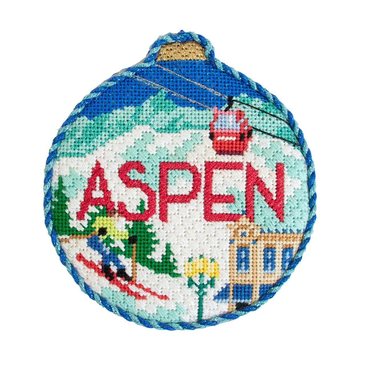 Ski Resorts   Aspen with Stitch Guide Painted Canvas Kirk & Bradley  - 2
