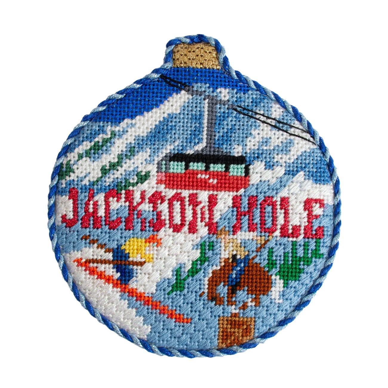 Ski Resorts   Jackson Hole with Stitch Guide Painted Canvas Kirk & Bradley  - 2