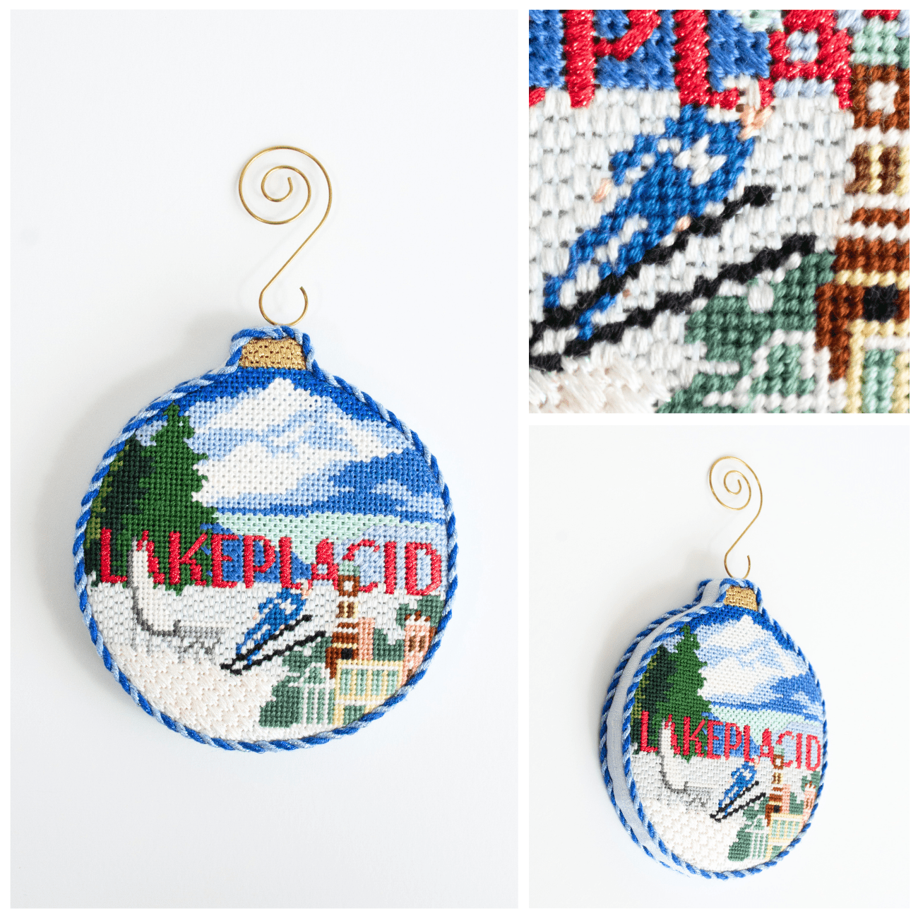 Ski Resorts   Lake Placid with Stitch Guide Painted Canvas Kirk & Bradley  - 3