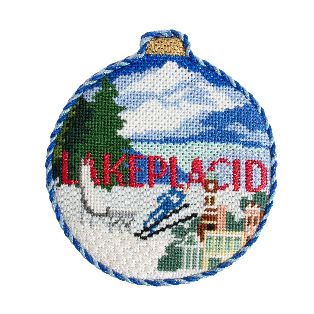 Ski Resorts   Lake Placid with Stitch Guide Painted Canvas Kirk & Bradley  - 2
