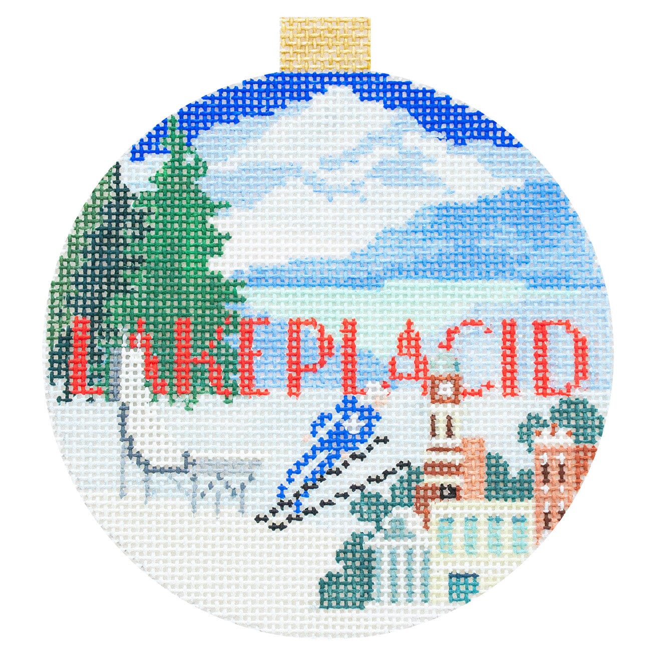 Ski Resorts   Lake Placid with Stitch Guide Painted Canvas Kirk & Bradley  - 1