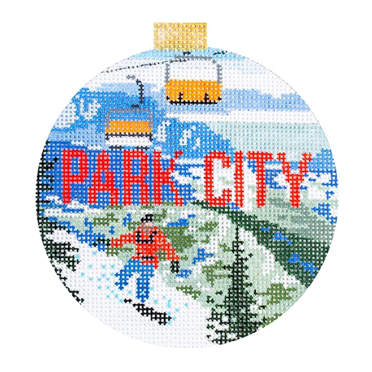 Ski Resorts   Park City with Stitch Guide Painted Canvas Kirk & Bradley  - 1