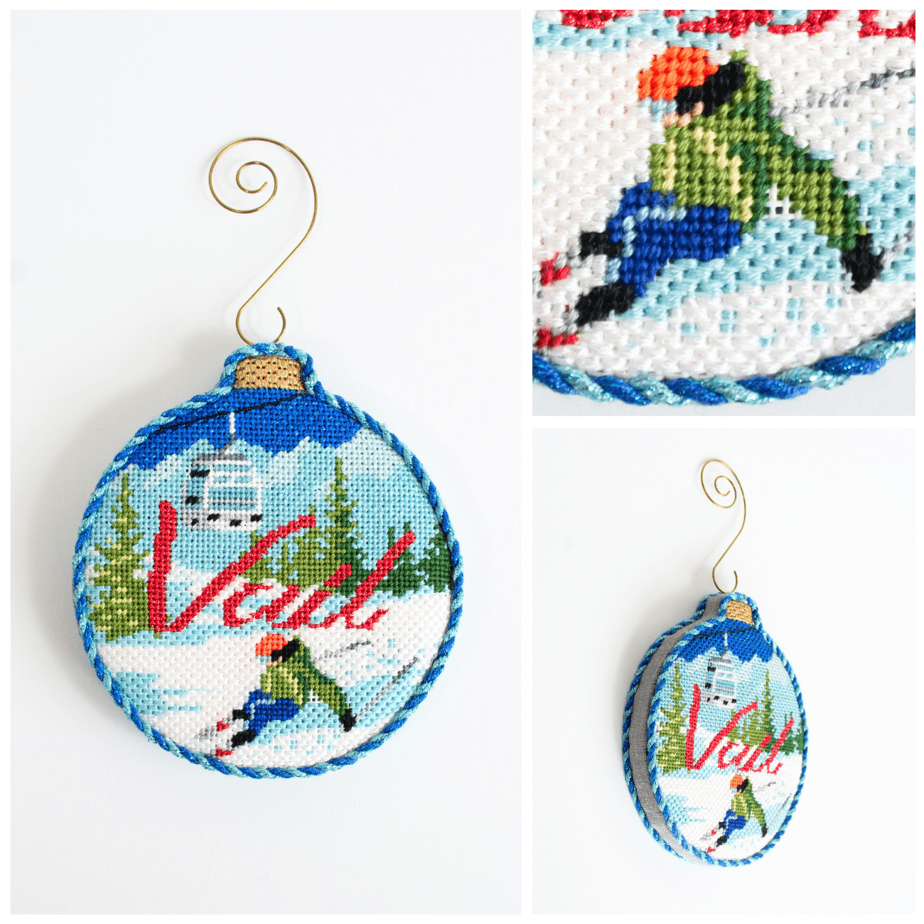 Ski Resorts   Vail with Stitch Guide Painted Canvas Kirk & Bradley  - 3