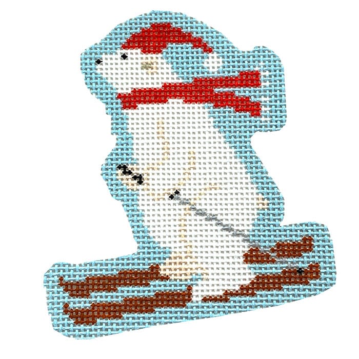 Skiing Polar Bear on Blue Painted Canvas The Salty Stitcher 
