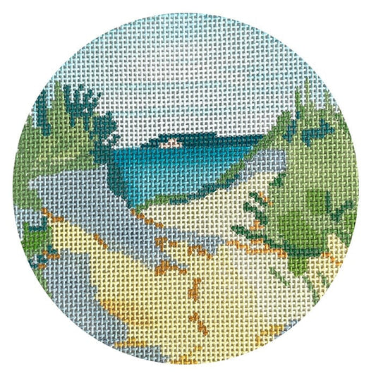 Sleeping Bear Dunes (Round) Painted Canvas Blue Ridge Stitchery 