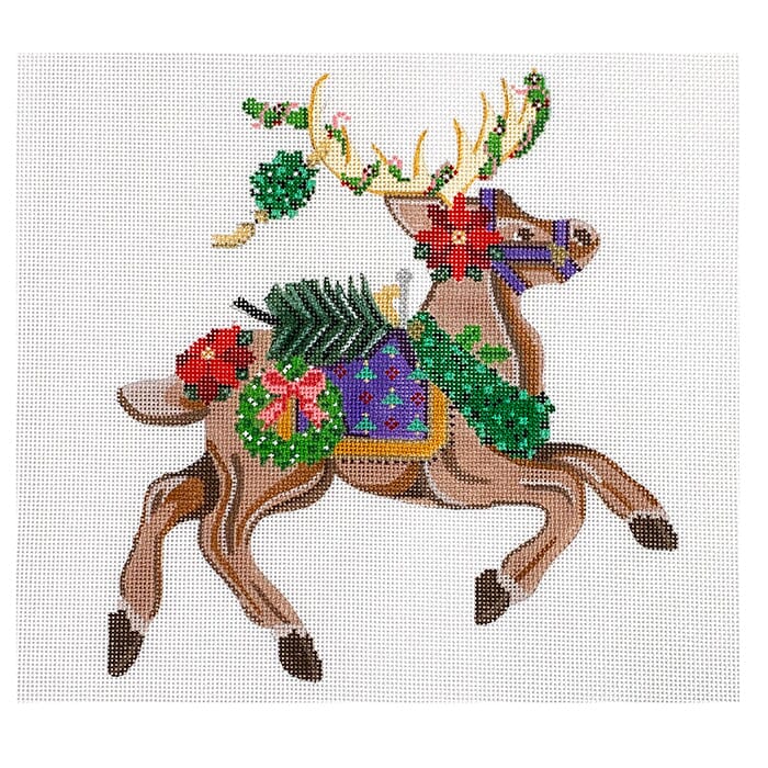 Sleigh Set   Prancer Reindeer Painted Canvas Painted Pony Designs  - 1