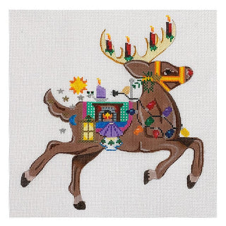 Sleigh Set   Rudolph Reindeer Painted Canvas Painted Pony Designs 

