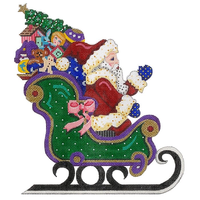 Sleigh Set   Santa & Sleigh Painted Canvas Painted Pony Designs  - 1