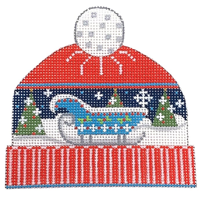 Sleigh Stocking Cap Painted Canvas Danji Designs  - 1