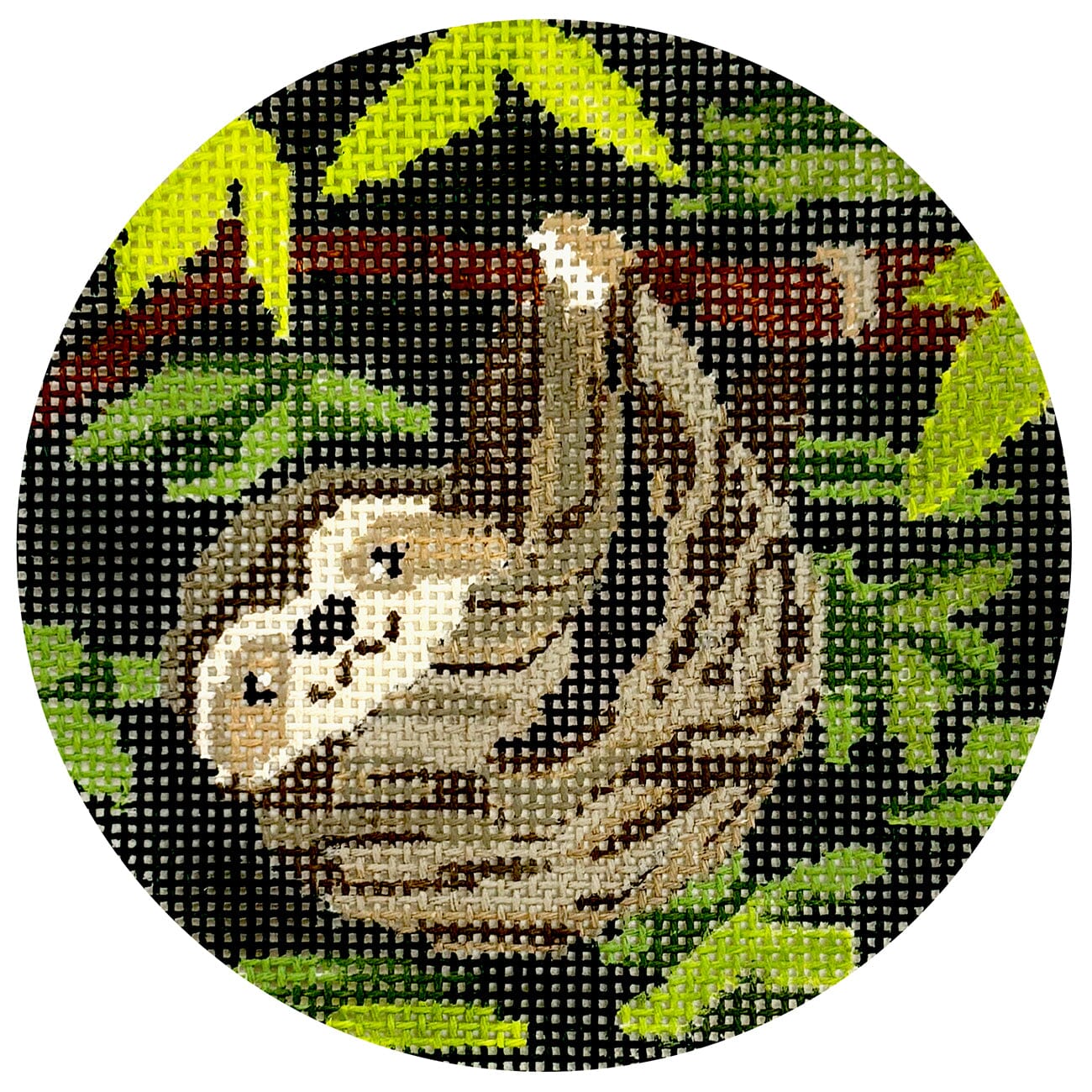 Sloth Round Painted Canvas Pepperberry Designs 
