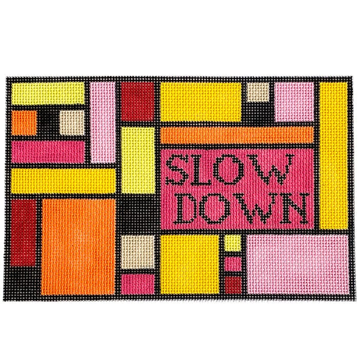 Slow Down Block Painted Canvas Vallerie Needlepoint Gallery  - 1