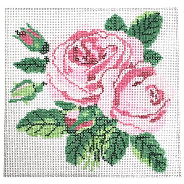Small English Rose Painted Canvas Jean Smith  - 1