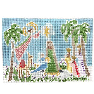 Small Nativity Scene Painted Canvas Walker's Needlepoint 
