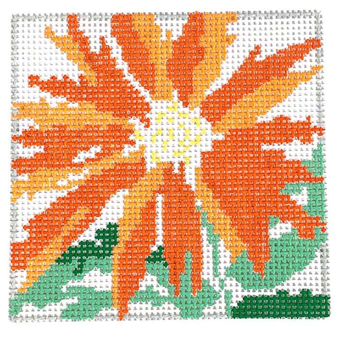 Small Orange Splash Coaster Painted Canvas Jean Smith  - 1