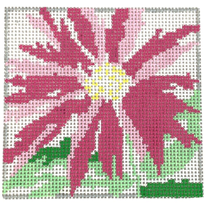 Small Pink Splash Flower Coaster Painted Canvas Jean Smith  - 1