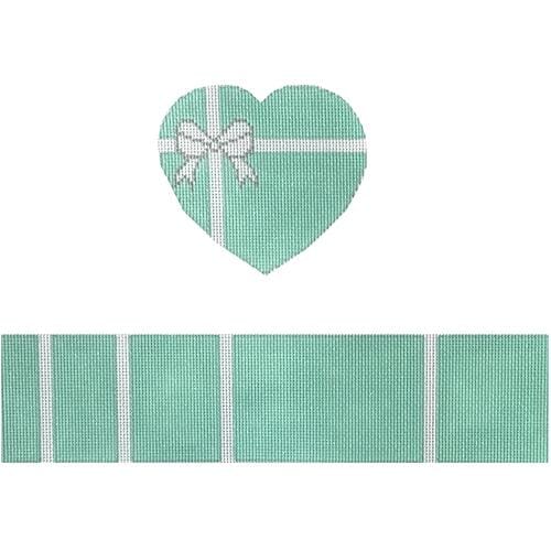 Small Teal Heart hinged box with hardware Painted Canvas Funda Scully  - 1