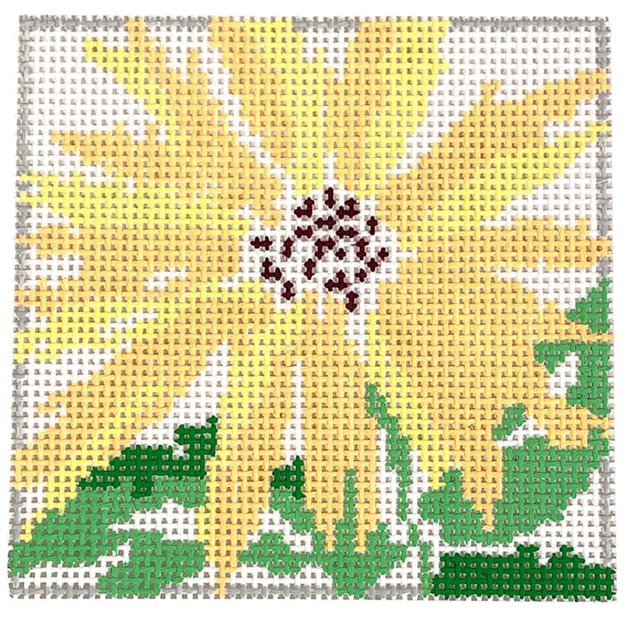 Small Yellow Splash Flower Coaster Painted Canvas jean s  - 1