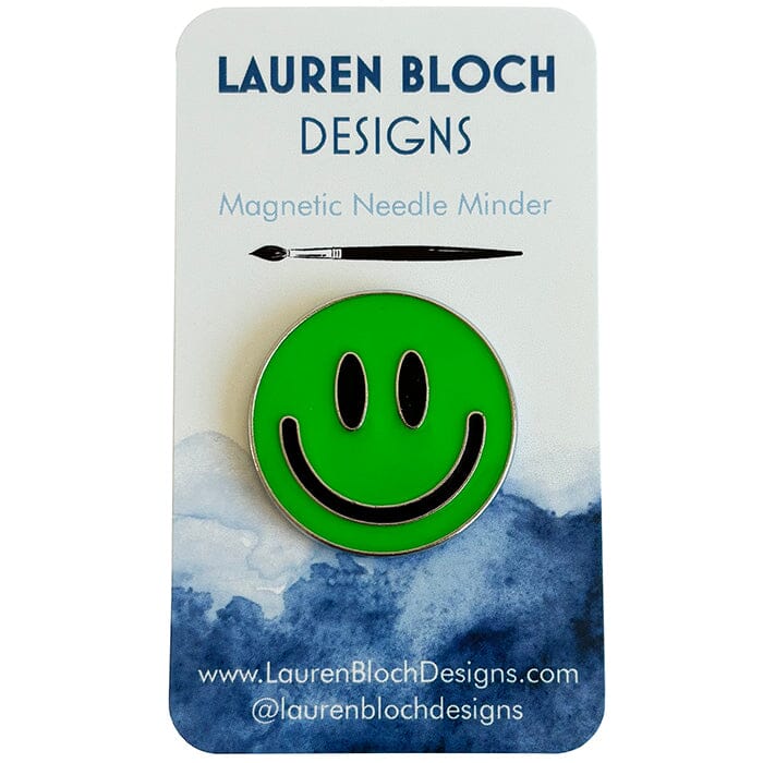 Smiley Face Needleminder GREEN Accessories Lauren Bloch Designs 
