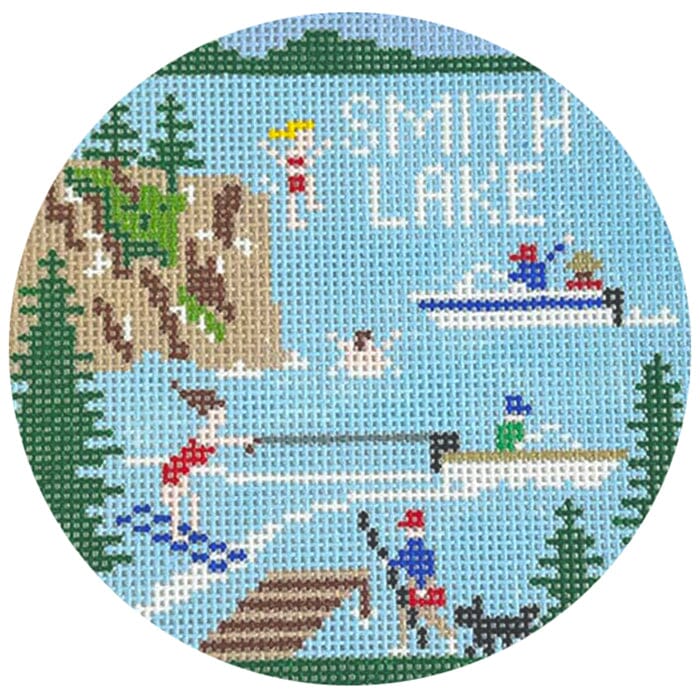 Smith Lake Round Painted Canvas Doolittle Stitchery  - 1