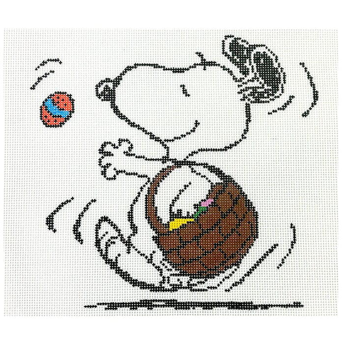 Snoopy Dancing with Easter Basket Painted Canvas Peanuts TM  - 1