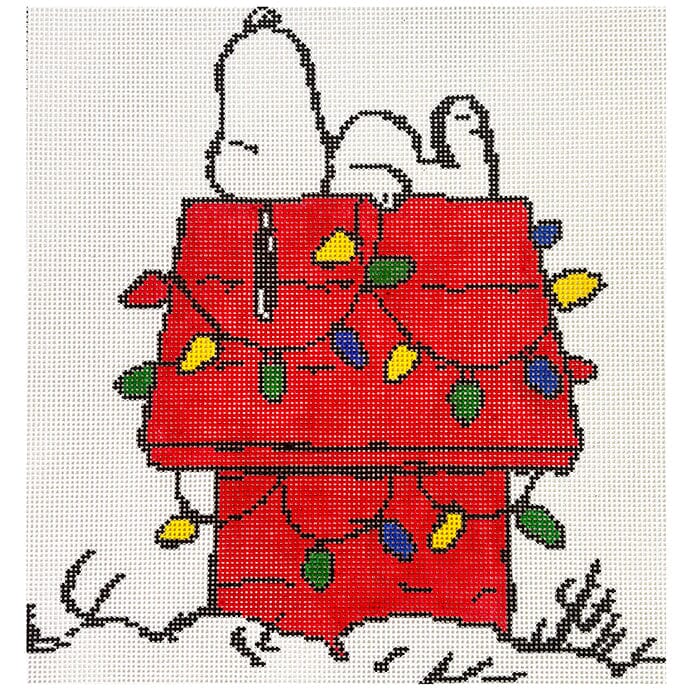 Snoopy on Lit Doghouse on 13 Painted Canvas Peanuts TM  - 1