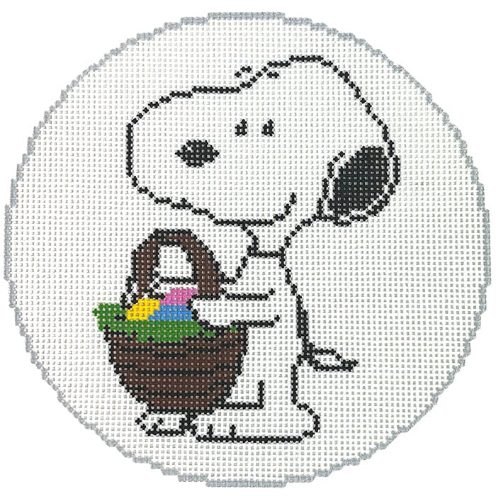 Snoopy with Easter Basket Round Painted Canvas Peanuts TM  - 1