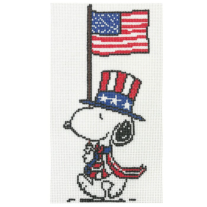 Snoopy with USA Flag Painted Canvas Peanuts TM  - 1