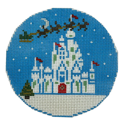 Snow Castle Round Painted Canvas Lauren Bloch Designs 