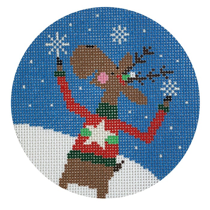 Snow Fun! Reindeer Painted Canvas Lauren Bloch Designs  - 1
