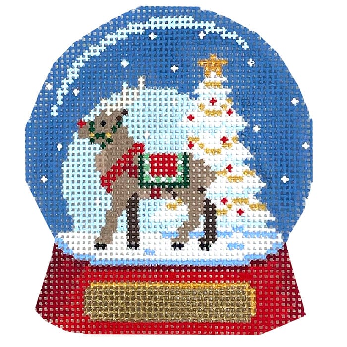 Snow Globe, Reindeer Painted Canvas Susan Roberts Needlepoint Designs Inc. 
