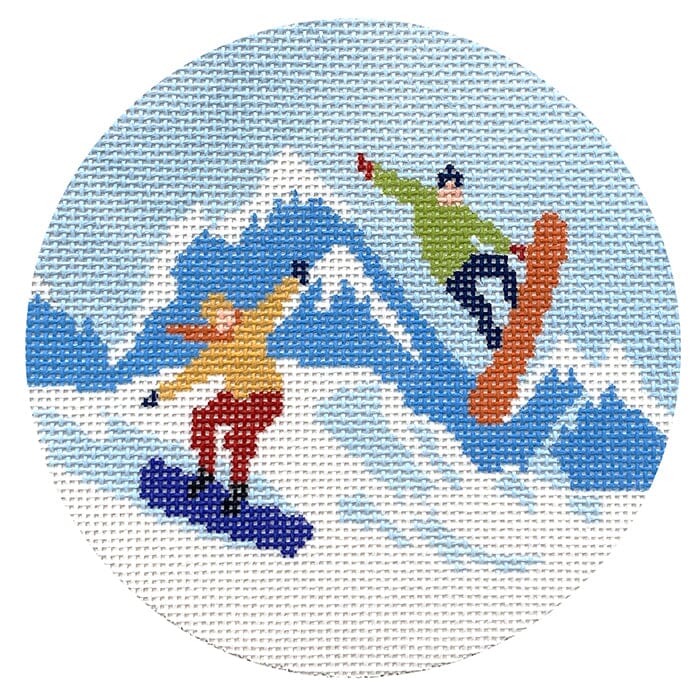 Snowboarding Round Painted Canvas KCN Designers 