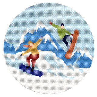 Snowboarding Round Painted Canvas KCN Designers 

