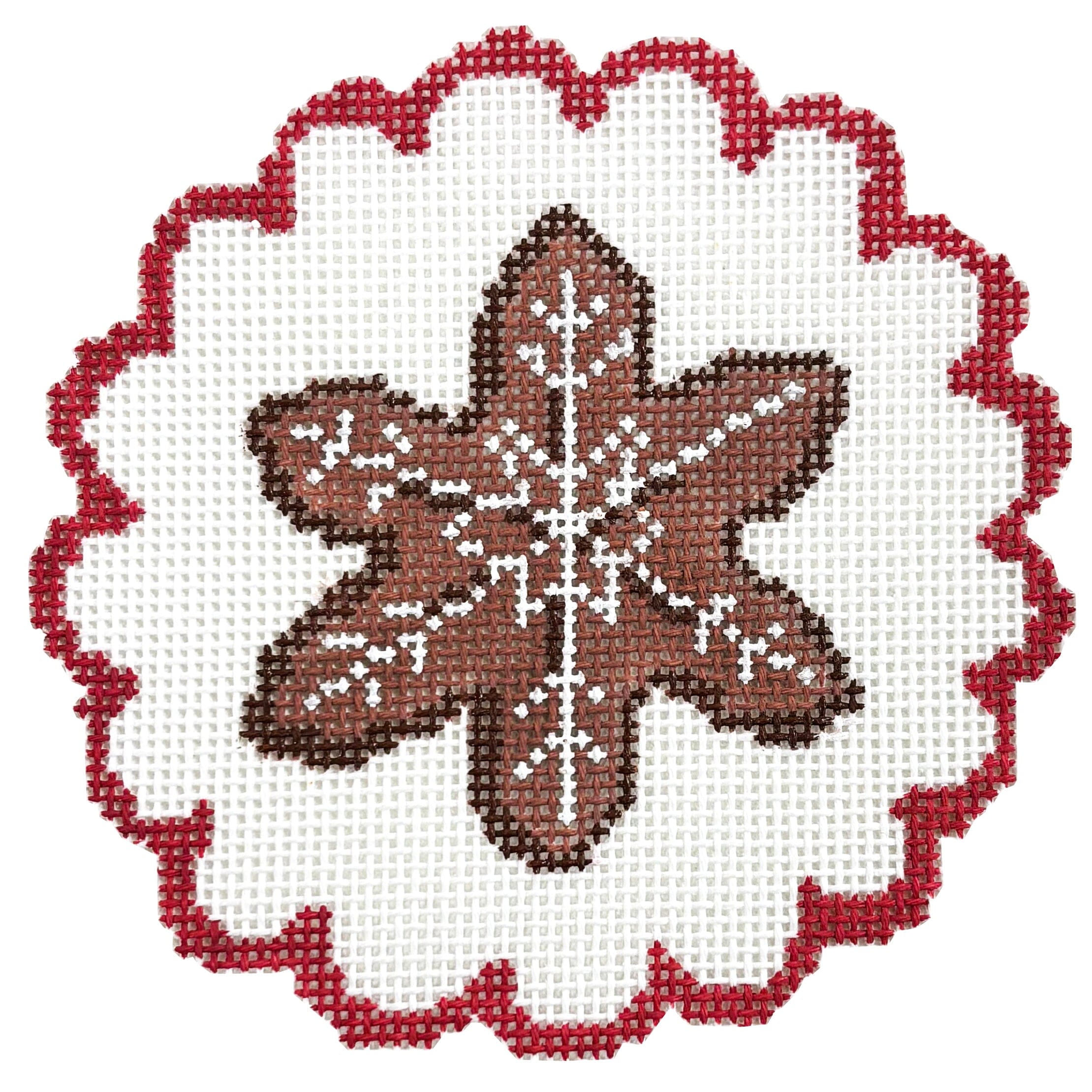 Snowflake Cookie 4" Ornament Painted Canvas Initial K Studio 
