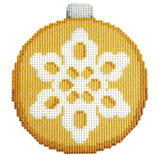 Snowflake on Gold II Printed Canvas Two Sisters Needlepoint 