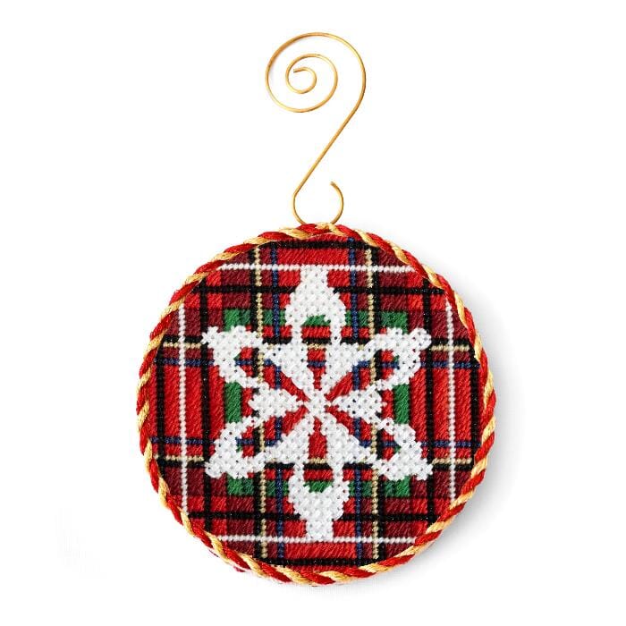 Snowflake on Stewart Plaid with Stitch Guide Printed Canvas Two Sisters Needlepoint 
