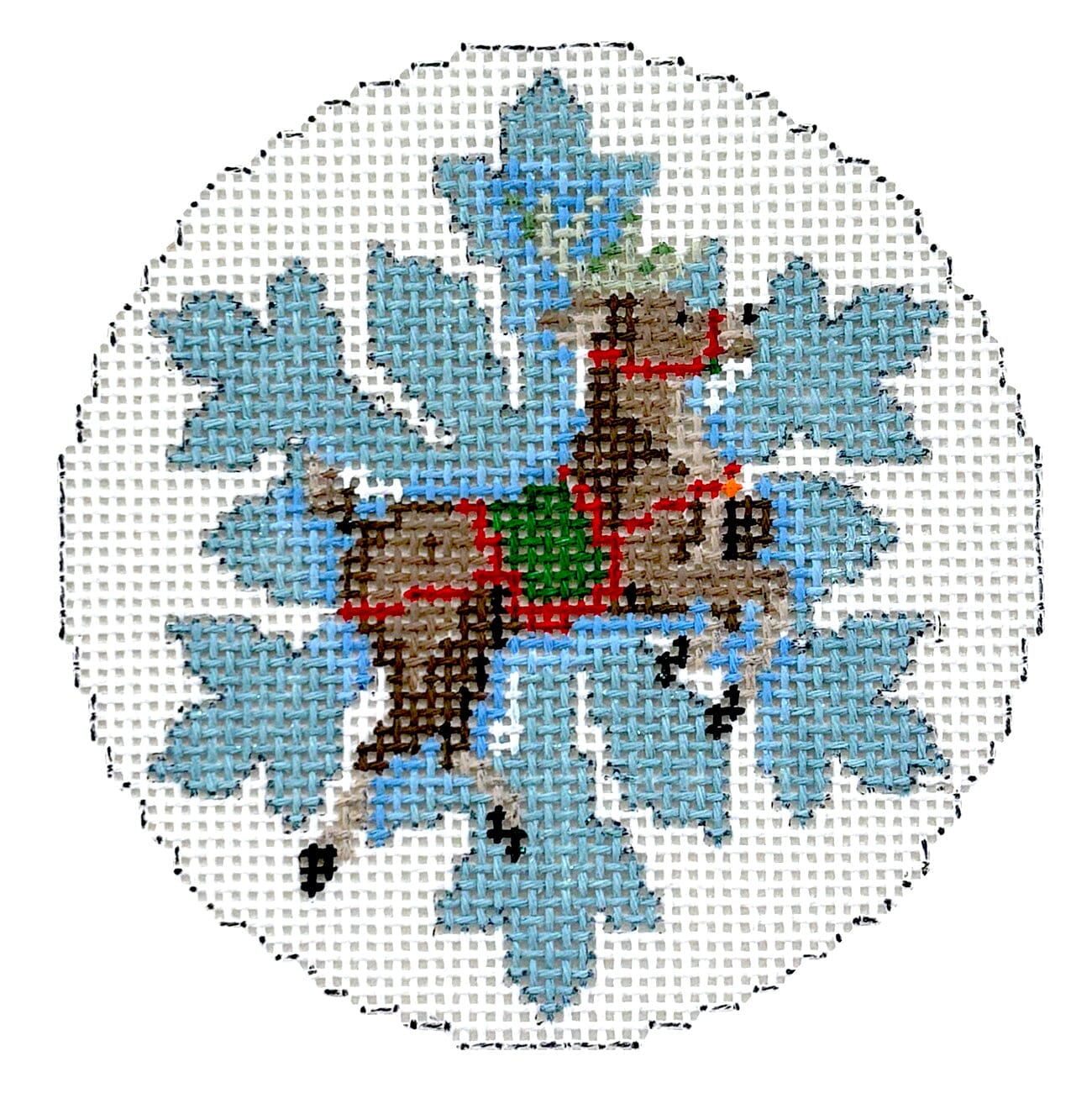 Snowflake Ornament, Flying Reindeer Painted Canvas Susan Roberts Needlepoint Designs Inc.  - 1