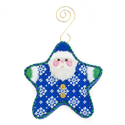 Snowflakes on Blue PJ Santa with Stitch Guide Painted Canvas Associated Talents 