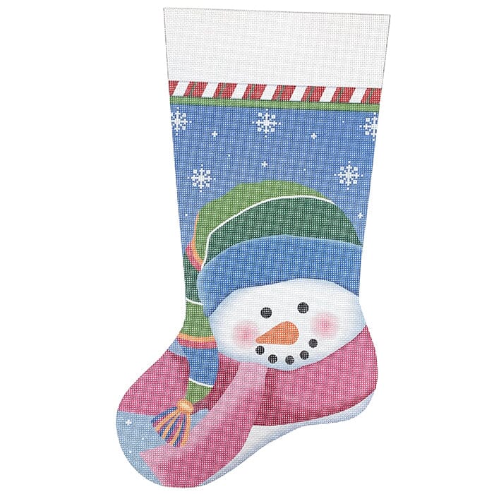 Snowgirl Stocking 13 mesh Painted Canvas Pepperberry Designs  - 1