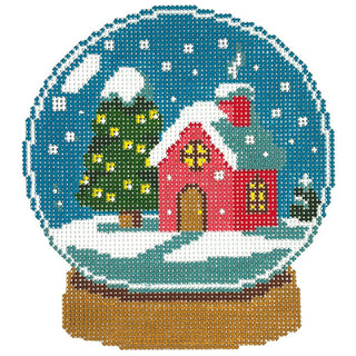 SnowGlobe House Painted Canvas Lucky Lotus Needlepoint 
