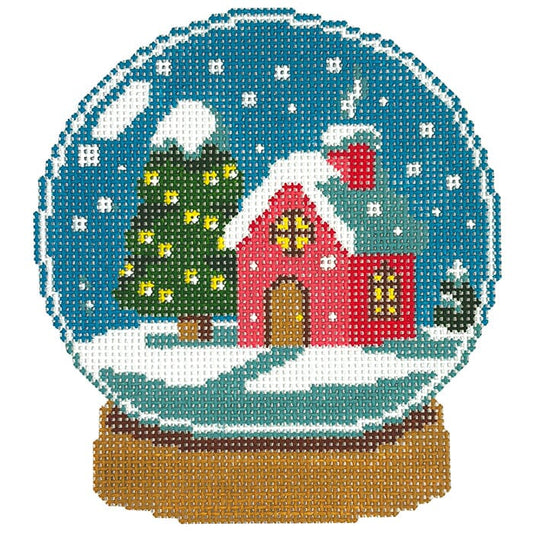 SnowGlobe House Painted Canvas Lucky Lotus Needlepoint 