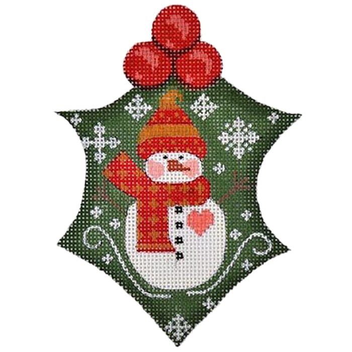 Snowman Heart Holly Painted Canvas Danji Designs  - 1