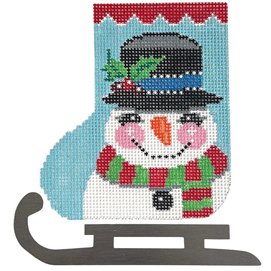 Snowman Joy Mini Skate Ornament Painted Canvas Shelly Tribbey 