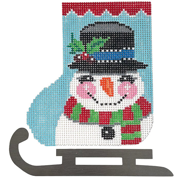 Snowman Joy Mini Skate Ornament Painted Canvas Shelly Tribbey 
