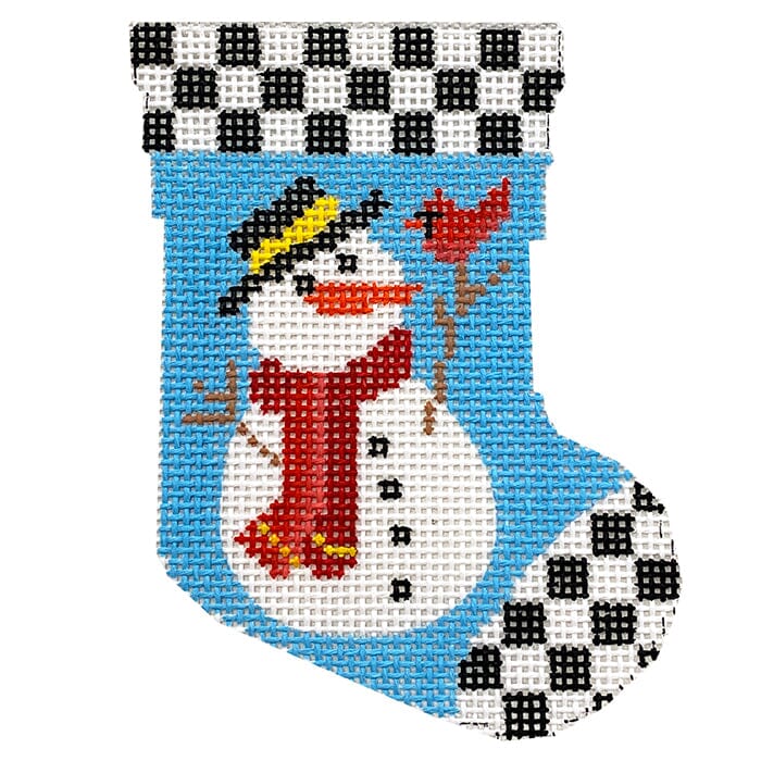 Snowman Mini Stocking Painted Canvas Vallerie Needlepoint Gallery  - 1