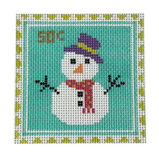 Snowman Stamp Painted Canvas Stitch Rock Designs 