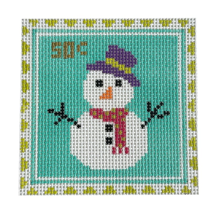 Snowman Stamp Painted Canvas Stitch Rock Designs  - 1